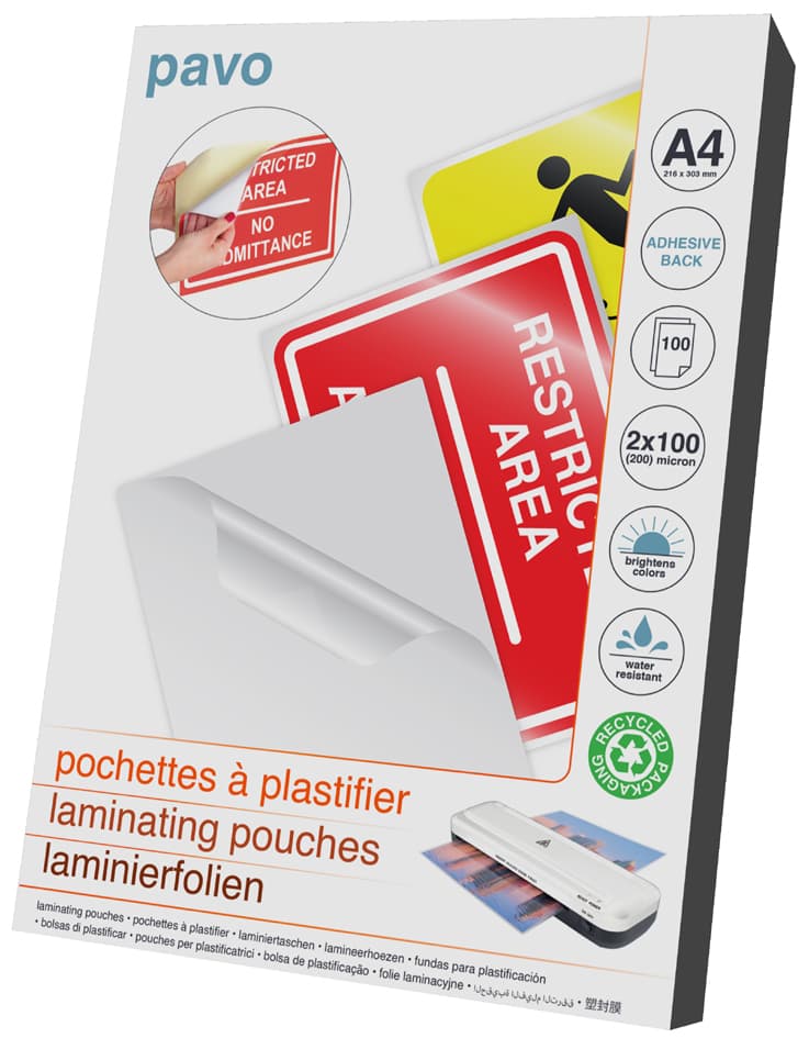 Pavo Laminierfolientasche, Din A4, Selbstklebend, 200 Mic