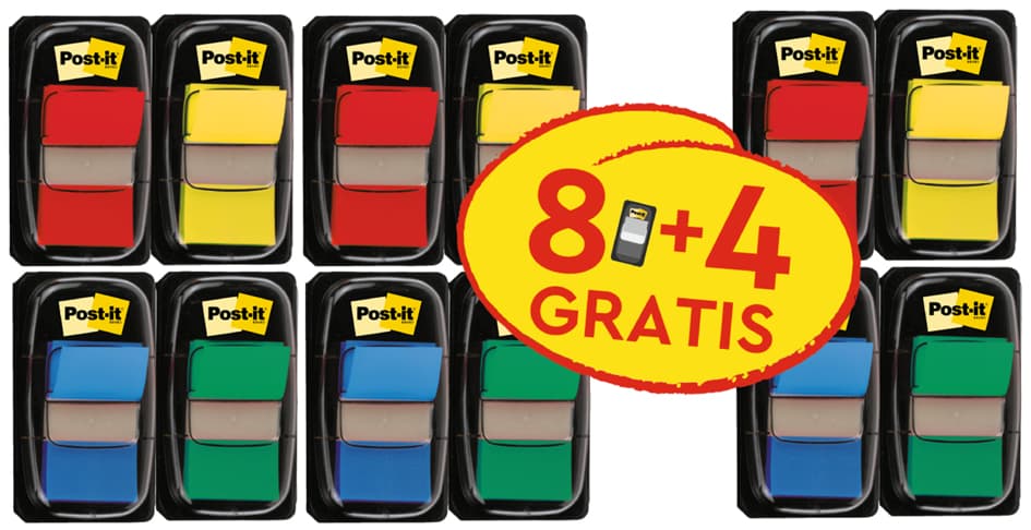 Post-It Haftmarker Index Standard, 25,4 X 43,2 Mm, 8+4