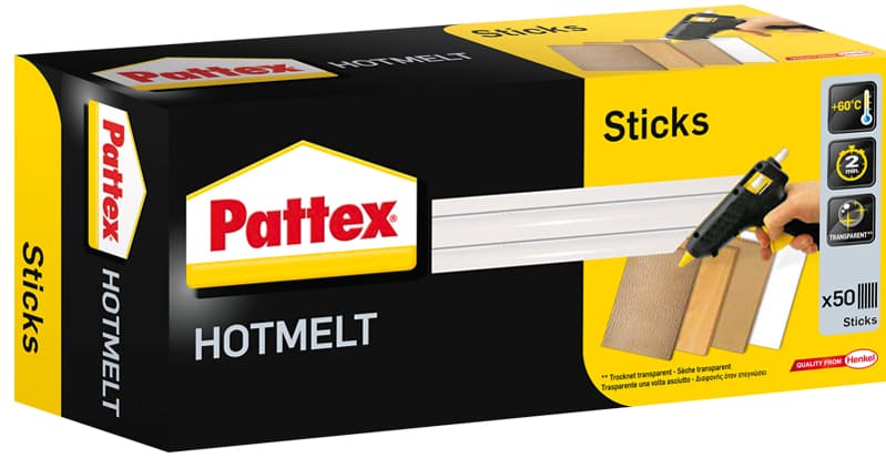 Pattex Heißklebepatrone Hot Sticks, Rund, 1 Kg, Transparent
