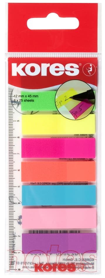 Kores Haftmarker - Folie, 12 X 45 Mm, Neonfarben