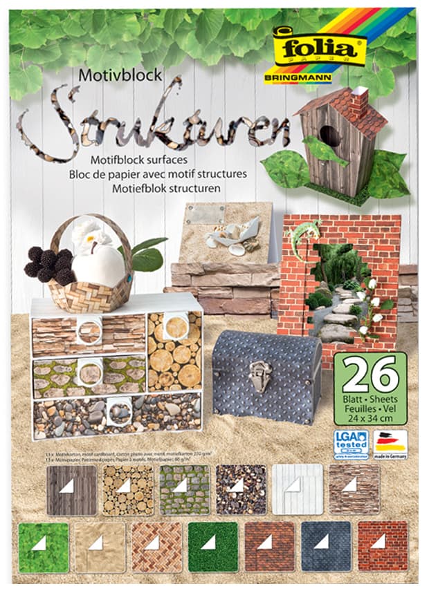 Folia Motivblock , Strukturen, , 240 X 340 Mm, 26 Blatt