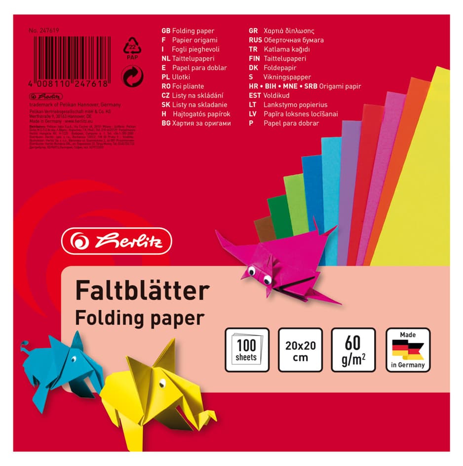 Herlitz Faltblätter, 200 X 200 Mm, Farbig Sortiert