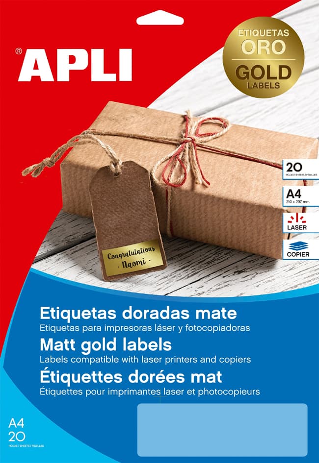 Apli Folien-Etiketten, 63,5 X 29,6 Mm, Gold
