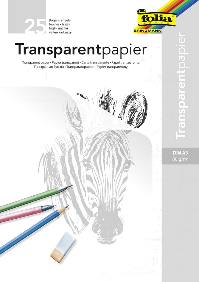 Folia Transparentpapier-Block, Din A3, 80 G/Qm, 25 Blatt