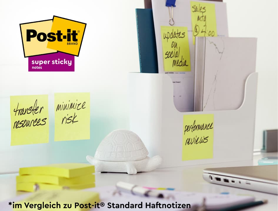Post-It Haftnotizen Super Sticky Notes, 47,6 X 47,6 Mm, 21+3