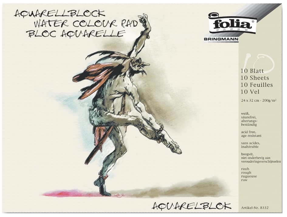Folia Aquarellblock, Rauh, 300 X 400 Mm, 200 G/Qm, Weiß
