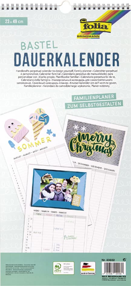 Folia Kreativ-Wandkalender , Familienplaner, , 230 X 490 Mm