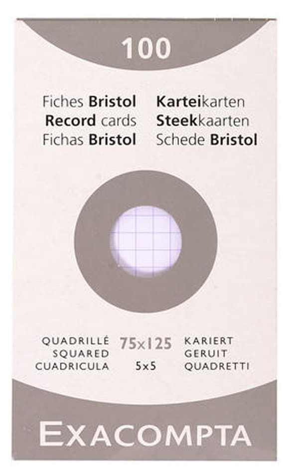 Exacompta Karteikarten, 75 X 125 Mm, Kariert, Weiß