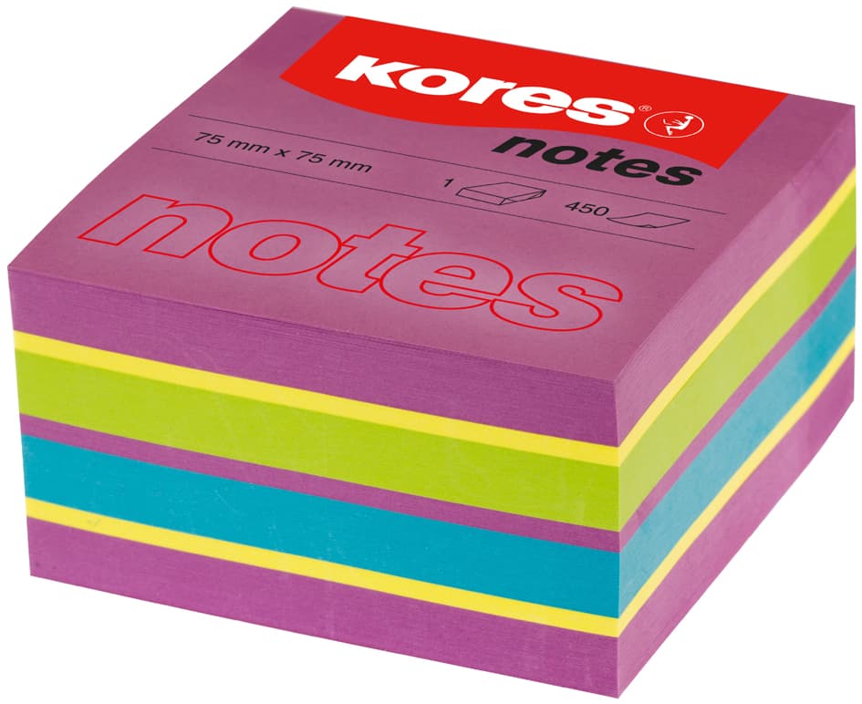 Kores Haftnotizen Würfel, 50 X 50 Mm, Neonfarben, 4-Farbig