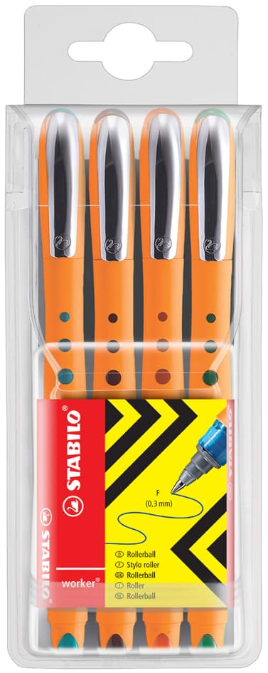 Stabilo Tintenroller Worker Fine, 4er Etui