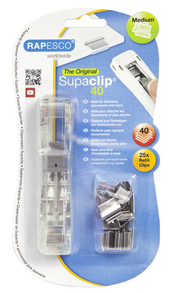 Rapesco Dokumentenclip-Spender Supaclip 40, Transparent