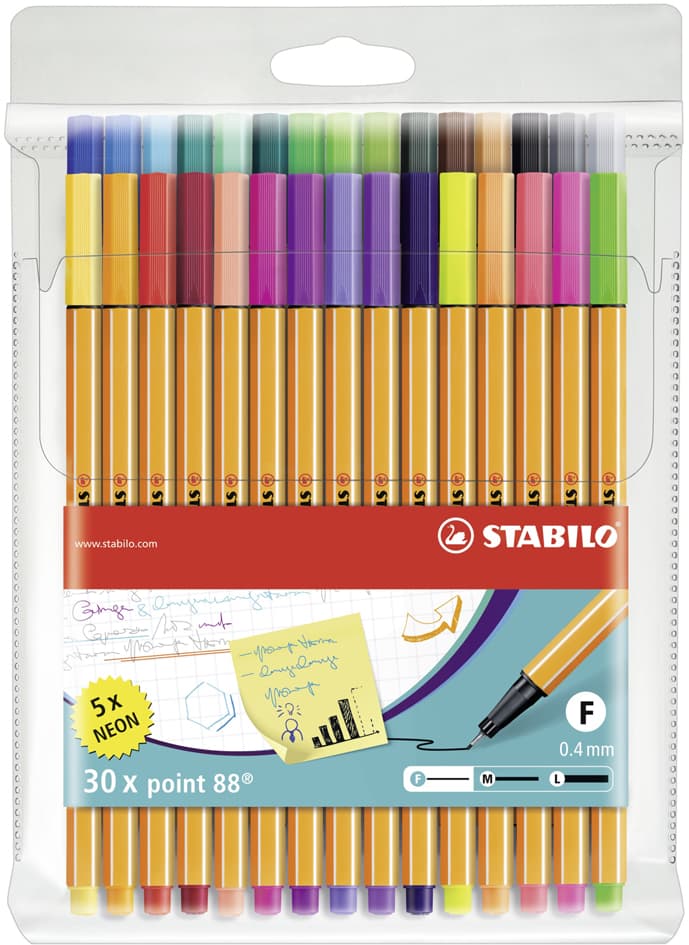 Stabilo Fineliner Point 88, 30er Kunststoffetui