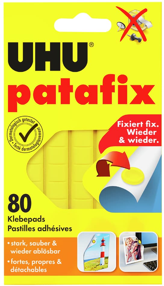 Uhu Klebepads Patafix, Wieder Ablösbar, Gelb