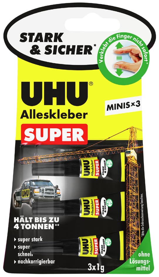 Uhu Alleskleber Super Minis, 3 Tuben À 1 G, Auf Blister
