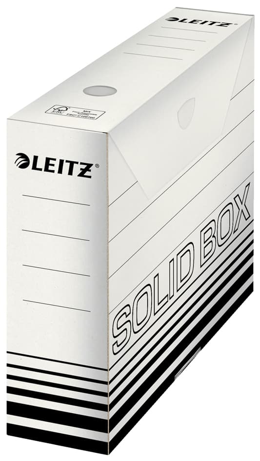 Leitz Archiv-Schachtel Solid, Weiß/Schwarz, (B)100 Mm