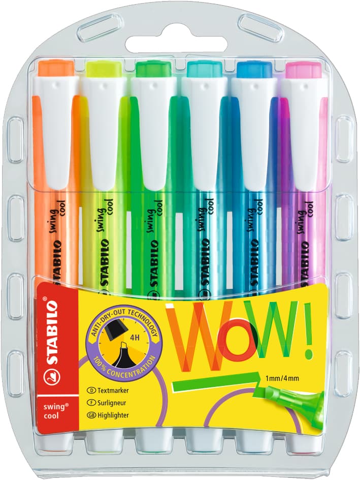 Stabilo Textmarker Swing Cool, 4er Pet-Etui