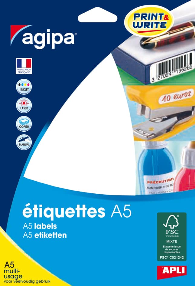 Agipa Universal-Etiketten, 11 X 30 Mm, Weiß