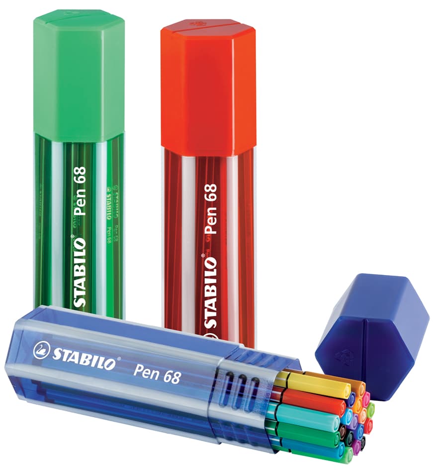 Stabilo Fasermaler Pen 68, 20er Big Pen Box, Farbig Sortiert