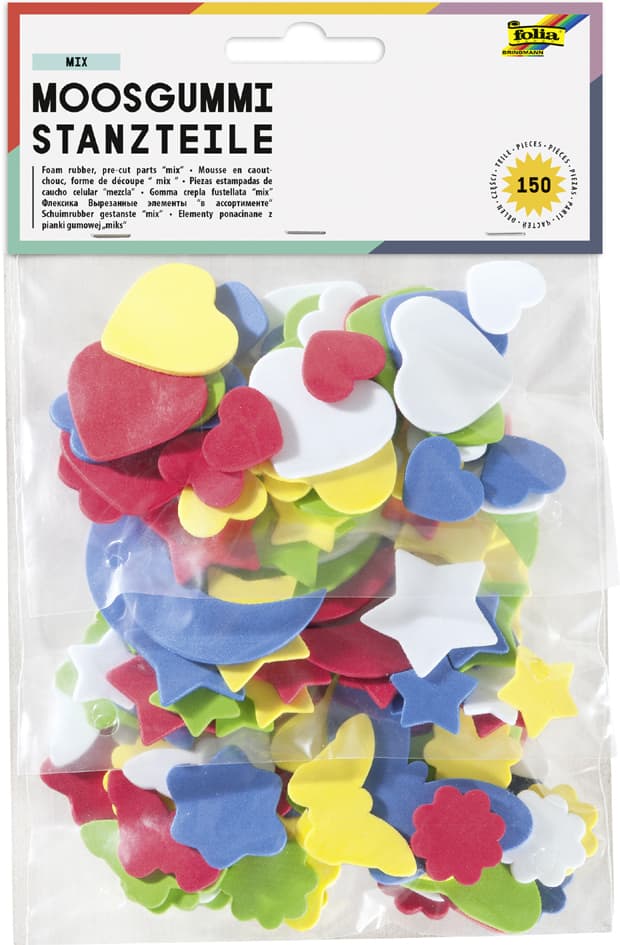 Folia Moosgummi-Stanzteile, 150 Teile Sortiert