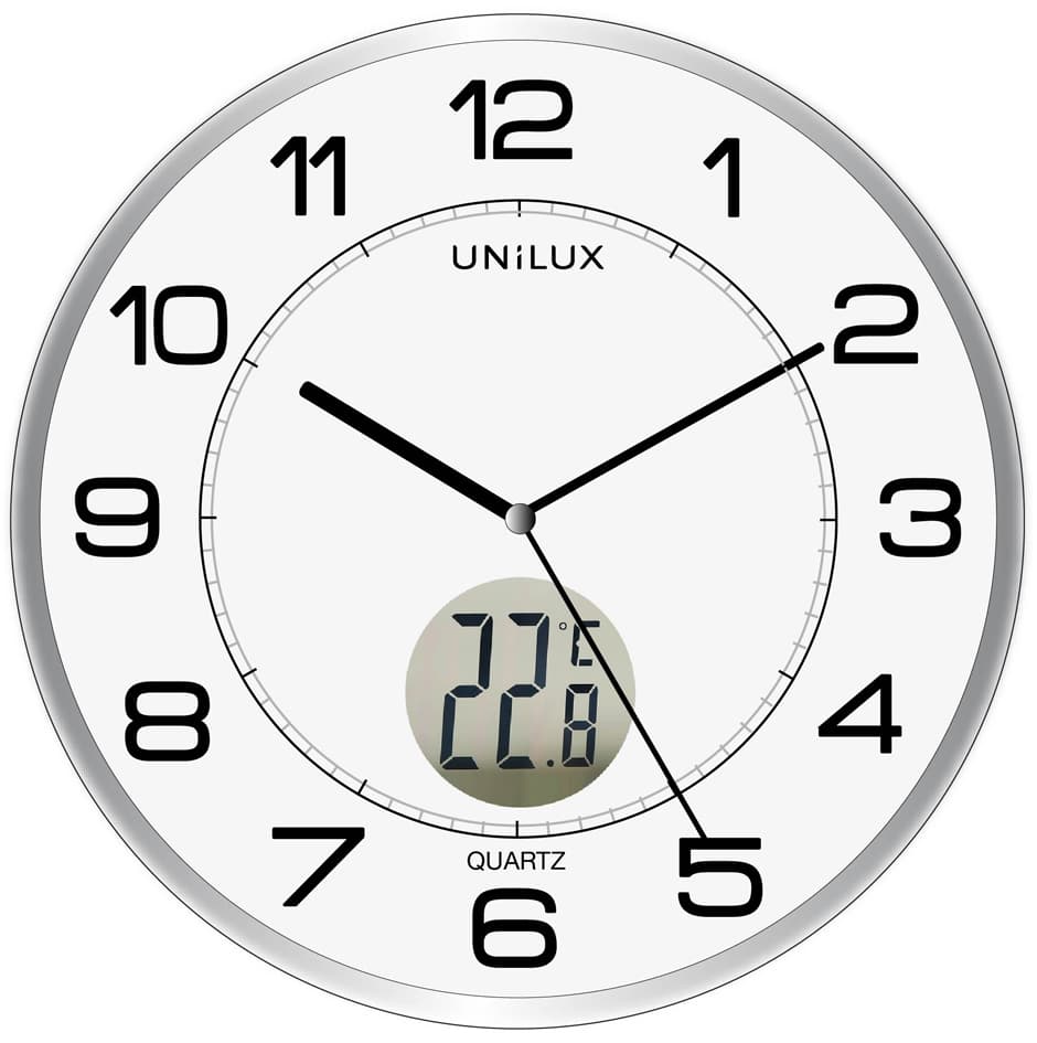 Unilux Wanduhr/Quarzuhr , Tempus, , Durchm.: 300 Mm, Silber