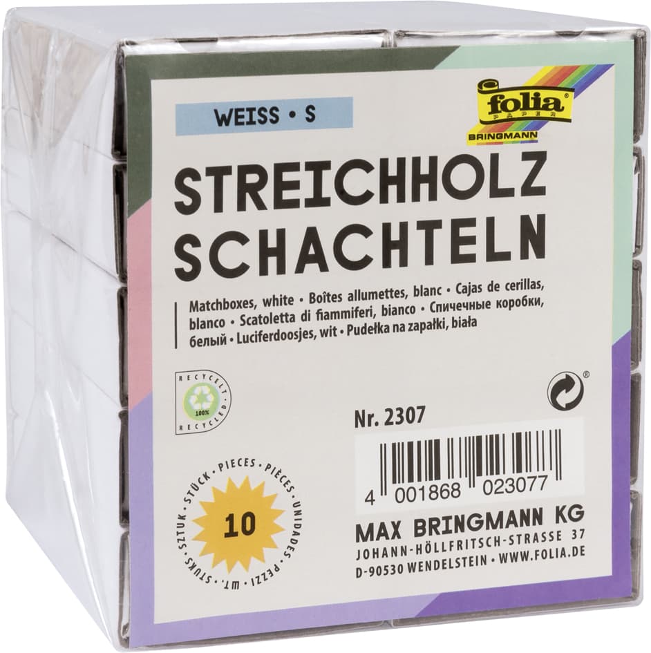 Folia Streichholzschachteln, Blanko, Weiß