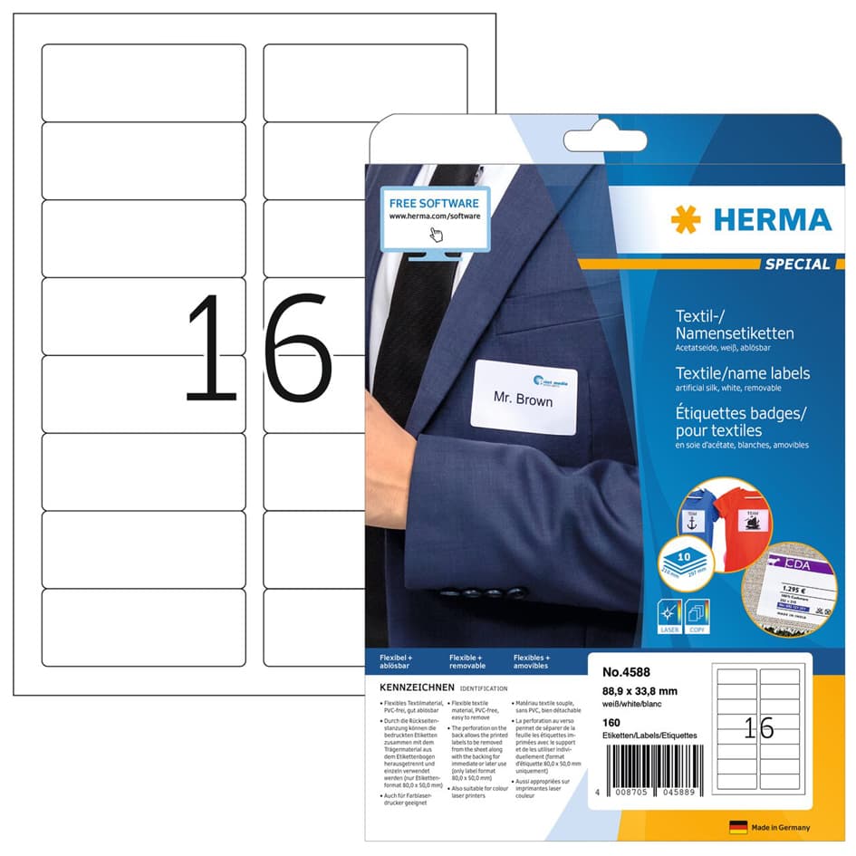Herma Namens-Etiketten Special, 88,9 X 33,8 Mm, Weiß