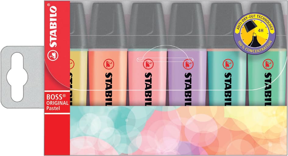 Stabilo Textmarker Boss Original Pastel, 6er Pet-Etui