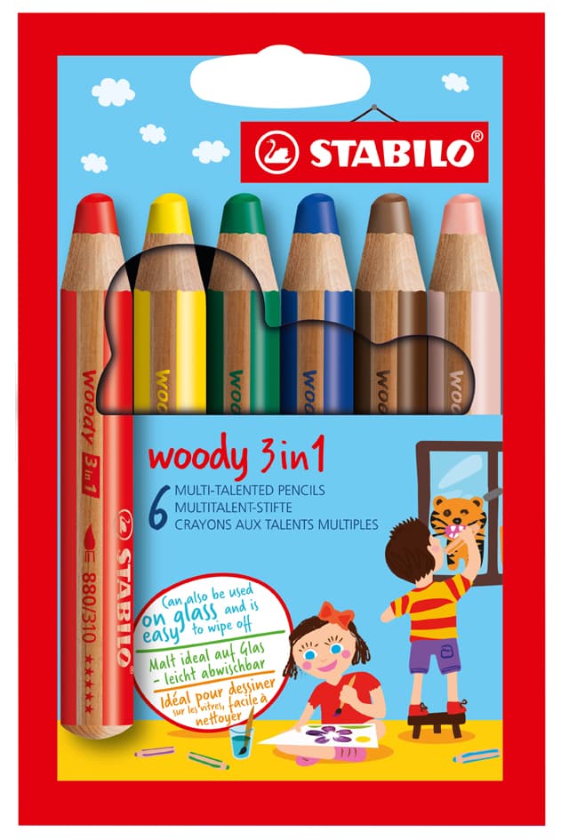 Stabilo Multitalentstift Woody 3 In 1, 6er Kartonetui