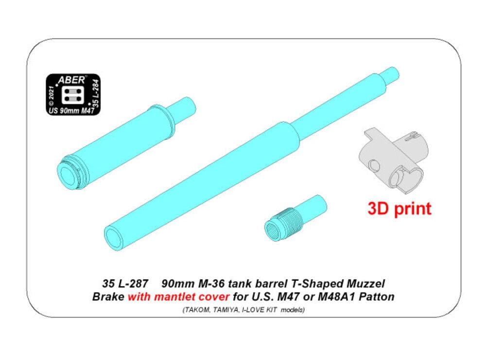 90 Mm M-36 Tank Barrel T-Shaped Muzzle Brake With Mantlet Cover [U.S. M47 And M48a1 Patton]