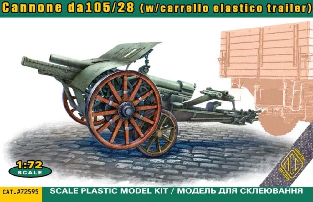 Italian 105/28 Field Cannon With Trailer