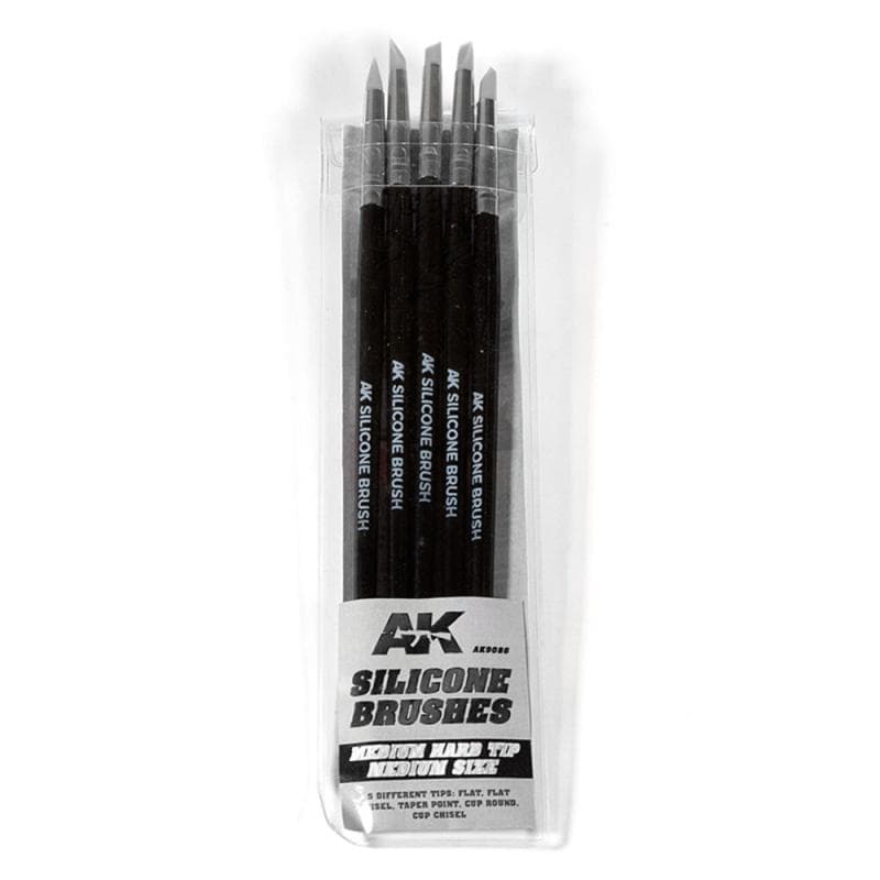 Set 5 Pinceles De Silicona Dureza Media. TamaãO Medio / Set Of 5 Silicone Brushes Medium Hard Tip Medium