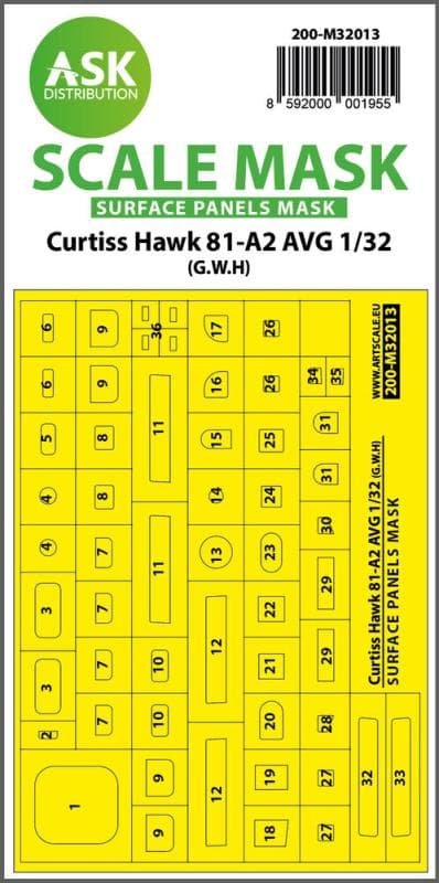 Curtiss Hawk 81-A2 Avg - Surface Panels Masks [Great Wall Hobby]
