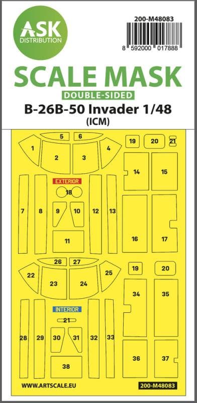 B-26b-50 Invader - Double-Sided Mask Self-Adhesive Pre-Cutted [Icm]