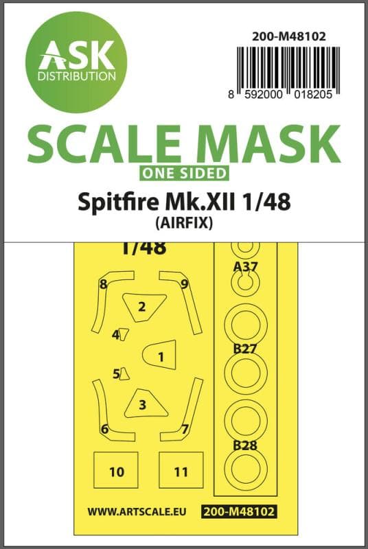 Spitfire Mk.Xii - One-Sided Mask Self-Adhesive, Pre-Cutted [Airfix]