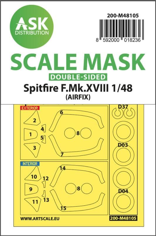 Spitfire F.Mk.Xviii - Double-Sided Mask Self-Adhesive, Pre-Cutted [Airfix]