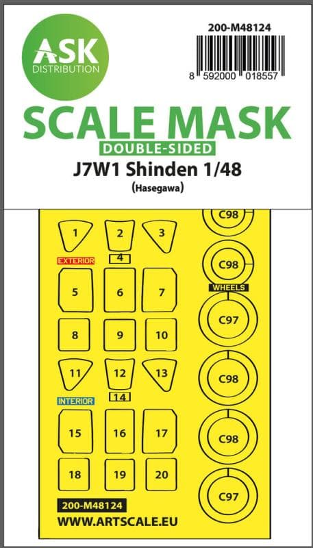 J7w1 Shinden - Double-Sided Express Mask, Self-Adhesive And Pre-Cutted [Hasegawa]