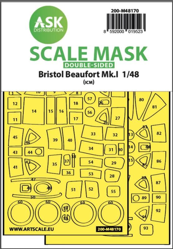 Bristol Beaufort Mk.I  - Double-Sided Express Fit Mask [Icm]