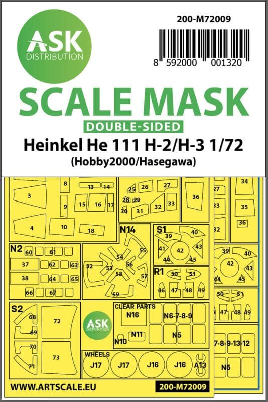 Heinkel He 111h-2/H-3 - Double-Sided Painting Mask [Hasegawa]