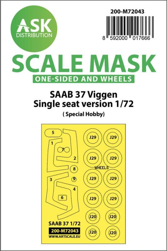Saab 37 Viggen Single Seater - One-Sided Painting Mask [Special Hobby]