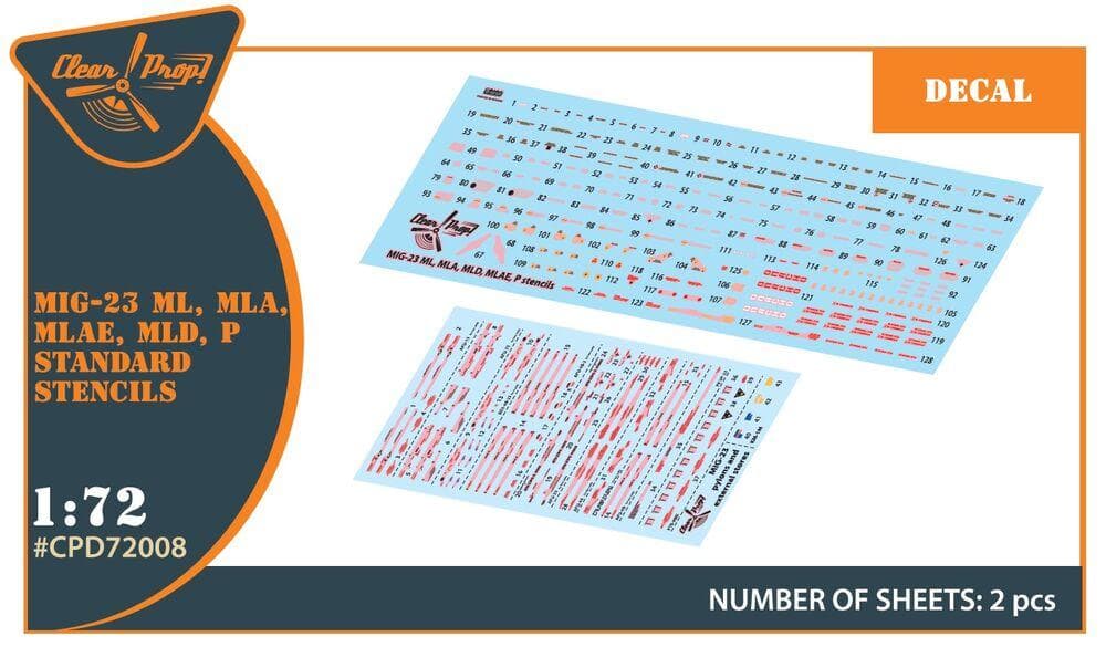 Mig-23ml, Mla, Mld, P, Mlae - Standard Stencils [Clear Prop]
