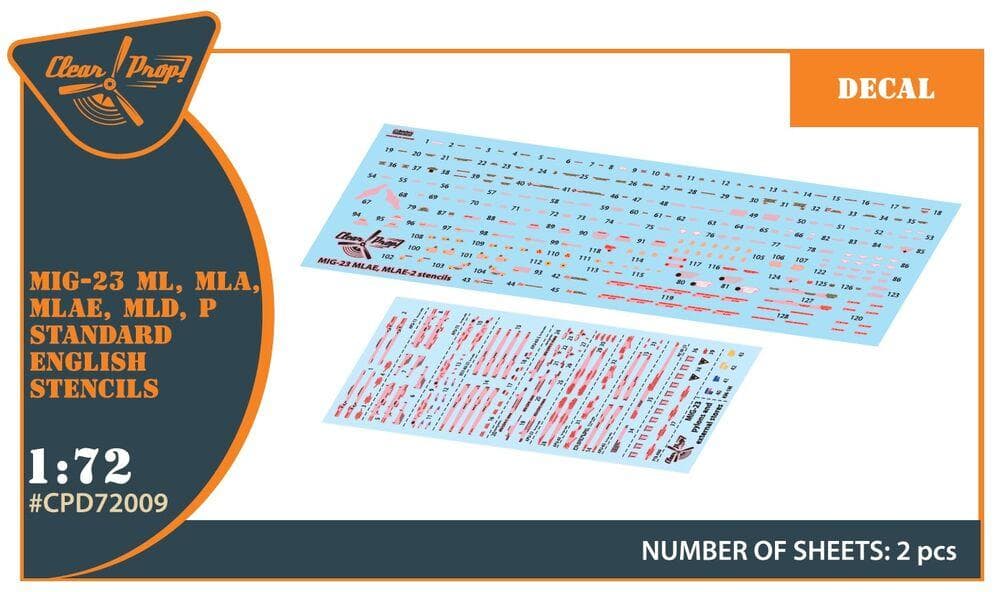 Mig-23ml, Mla, Mld, P, Mlae - Standard English Stencils [Clear Prop]