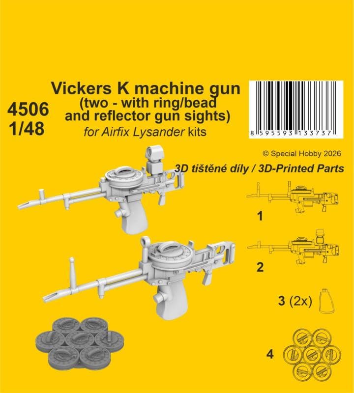 Vickers K - Machine Gun (Two - With Ring/Bead And Reflector Gun Sights) [Airfix]
