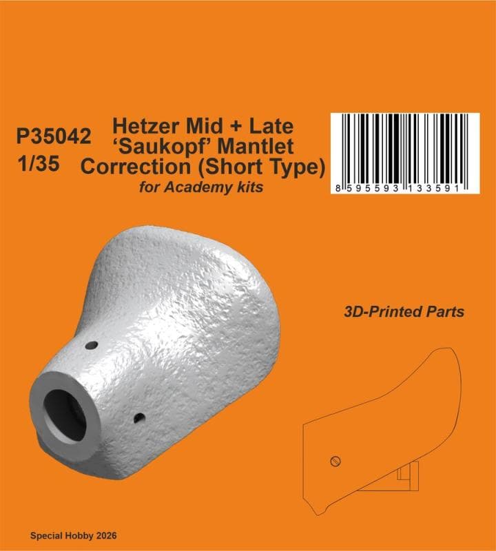 Hetzer Mid + Late Saukopf Mantlet Correction (Short Type) [Academy]