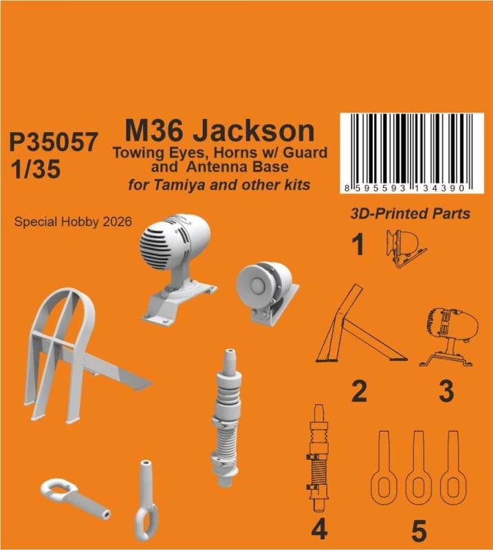 M36 Jackson Towing Eyes, Horn Guard And Antenna Base [Tamiya]
