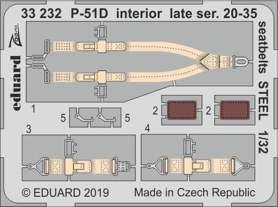 P-51d Mustang - Interior Late Series 20-35 - Seatbelts Steel [Tamiya]