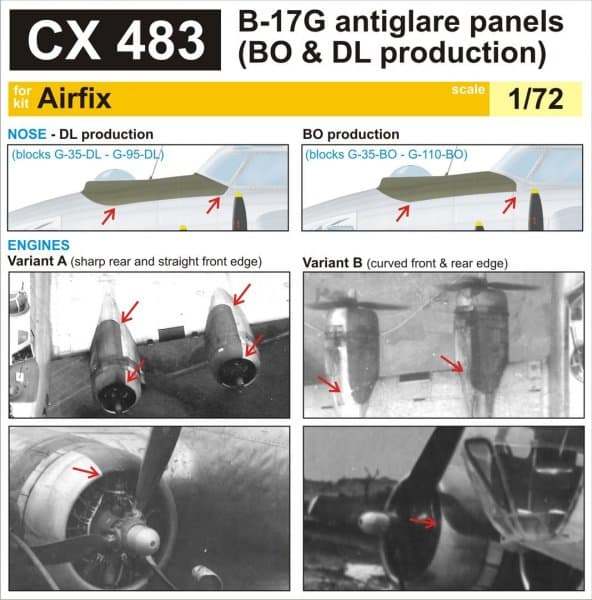 Boeing B-17g Flying Fortress - Antiglare Panels (Bo&Dl Produktion) [Airfix]