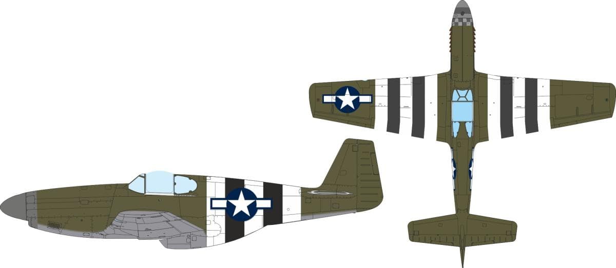P-51b - Us National Insignia & D-Day Stripes [Eduard]