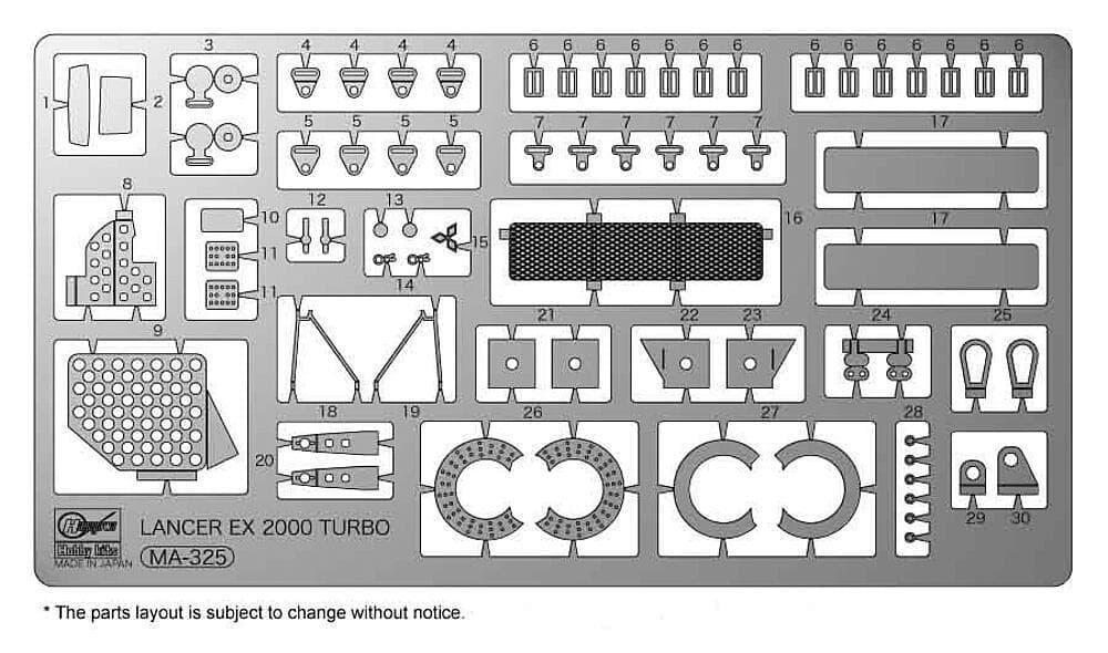 Mitsubishi Lancer Ex - Detail Up Etching Parts