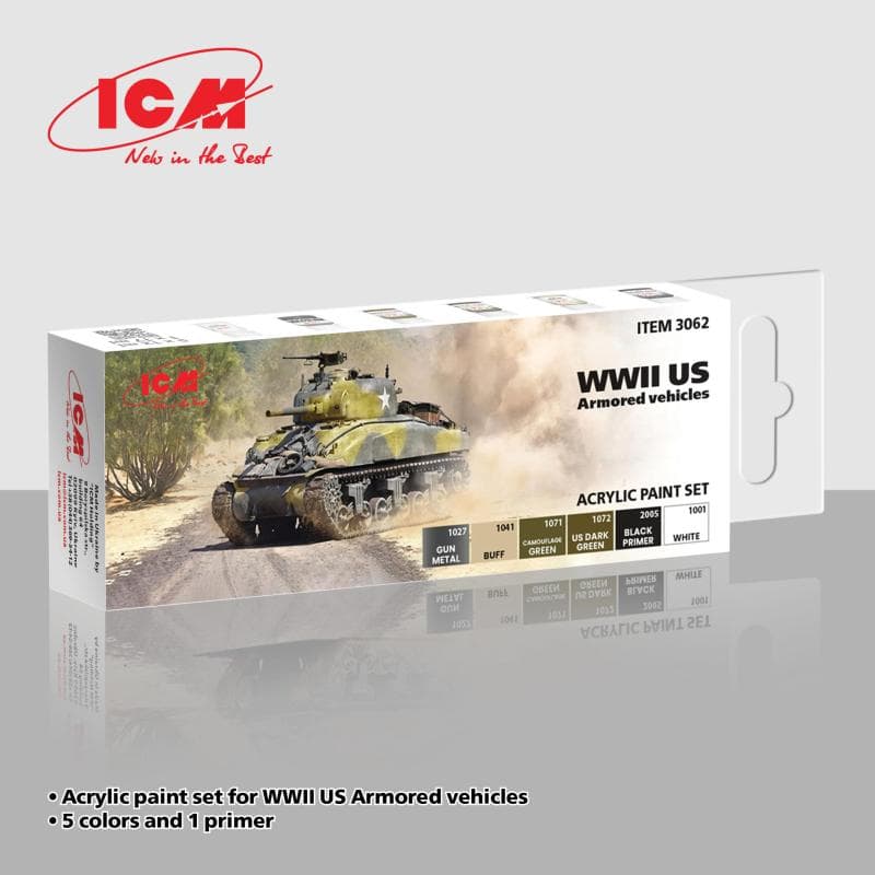 Acrylic Paint Set - Wwii Us Armored Vehicles [6 X 12 Ml]