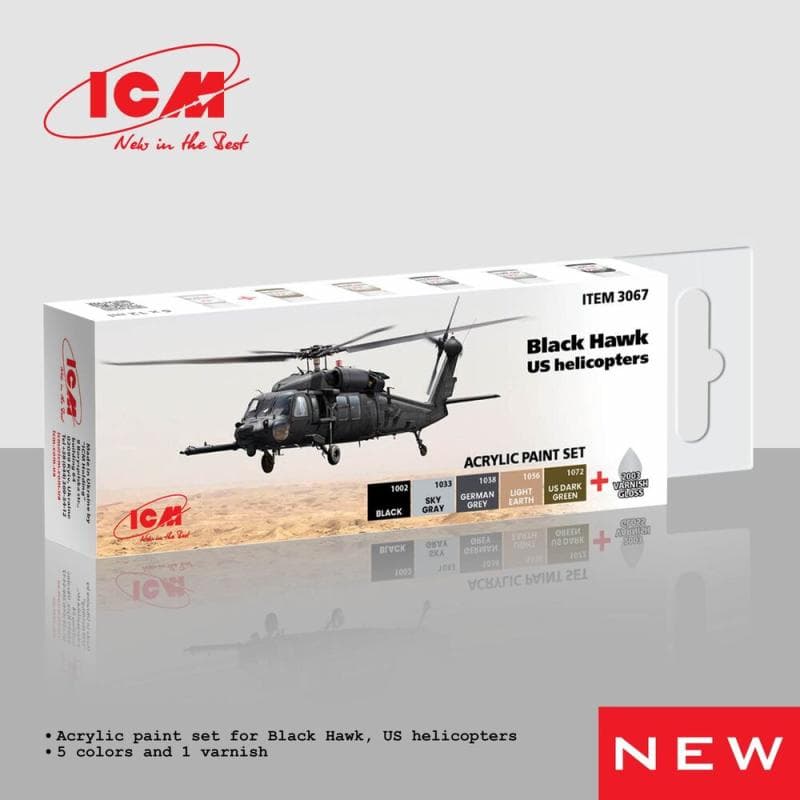 Acrylic Paint Set - Black Hawk Us Helicopters [6 X 12 Ml]
